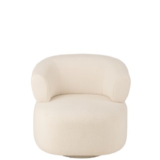 Sillón lounge en textil blanco 77*83*77.5 cm.