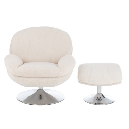 Chaise relax en métal et tissu beige 88.5*83.5*83.5 cm