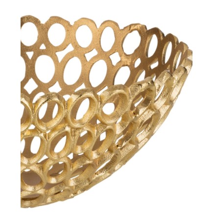 Cestino rotondo con cerchi in alluminio dorato D32cm