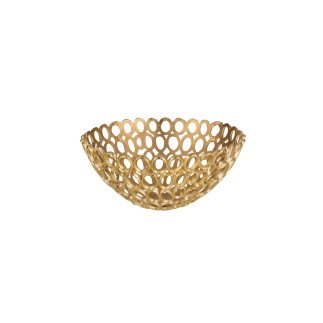 Cestino rotondo con cerchi in alluminio dorato D32cm