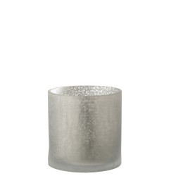 Tarro cilíndrico de cristal gris con efecto craquelado 15x15x15 cm