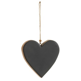 Coeur à suspendre en Bois Noir 14x14x1,5cm