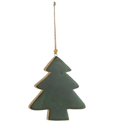 Suspension sapin en bois vert 16x15x1.5 cm