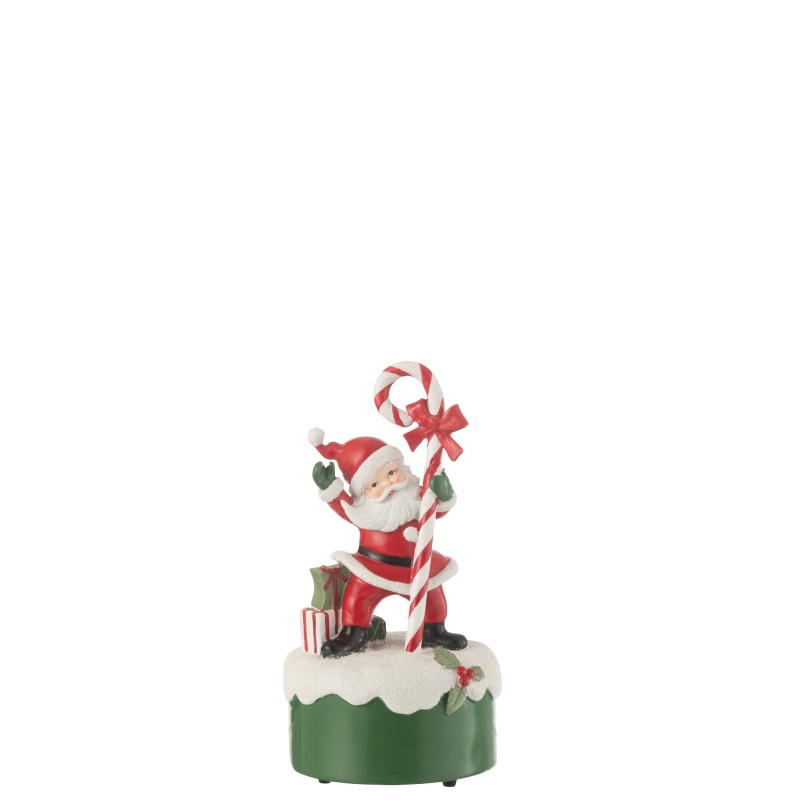 Caixa de música Pai Natal em poliresina multicolorida 10x10x19 cm