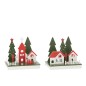 Conjunto de 2 casas de Natal em madeira multicolorida 20x14x18 cm Conjunto de 2 casas de Natal em madeira multicolorida 20x14x18 cm