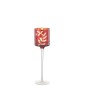 Castiçal de vidro vermelho com suporte 7x7x25 cm