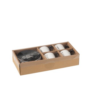 Service de 4 tasses en céramique noir 11.2*11.2*6 cm