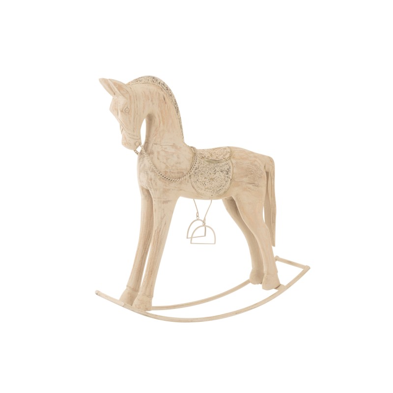 Cavalo de balanço em madeira natural 60x15x64 cm