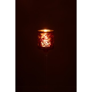 Photophore sur pied en verre rouge 7*7*25 cm