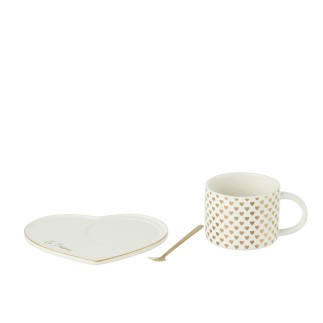 Tasse et soucoupe en céramique blanc 16*14.2*7.5 cm