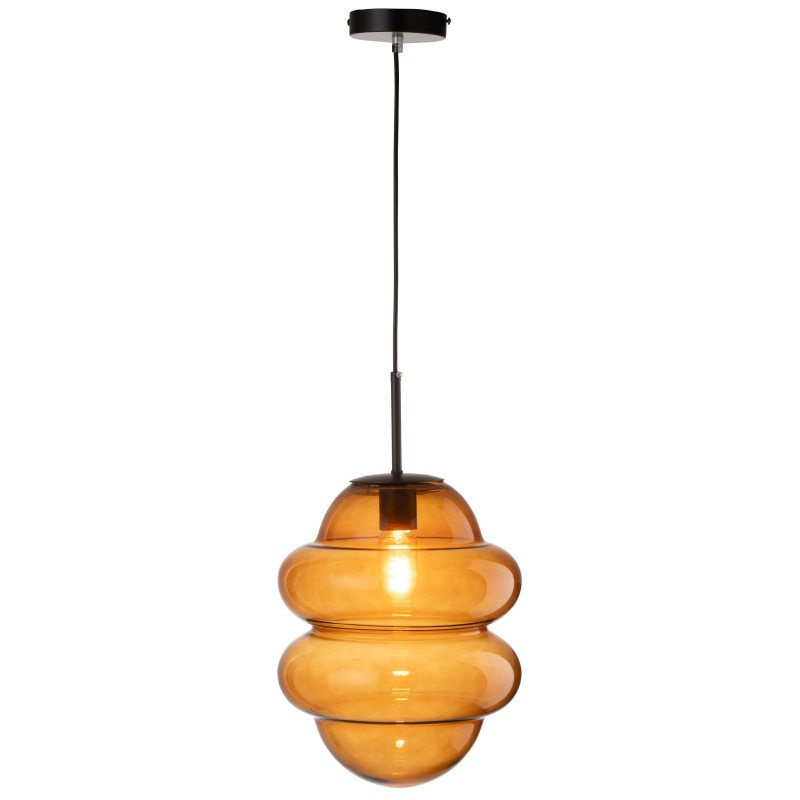 Candeeiro suspenso em vidro castanho 28x28x160 cm