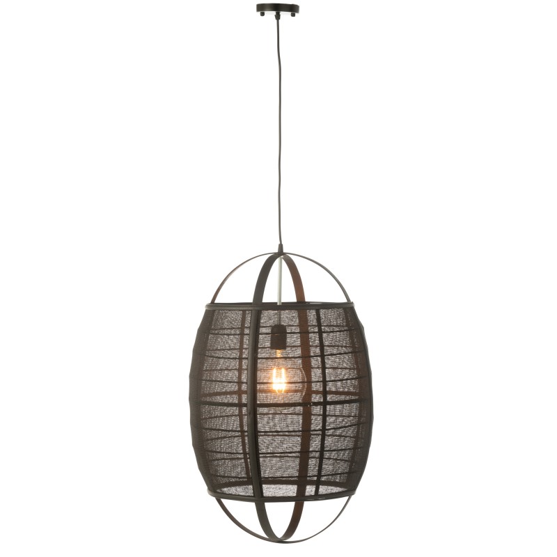Candeeiro suspenso em tecido preto 43x43x66 cm