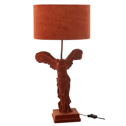 Lámpara de mesa esculpida en poliresina roja 31*31*63 cm