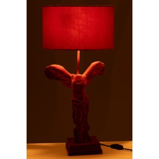 Lámpara de mesa esculpida en poliresina roja 31*31*63 cm