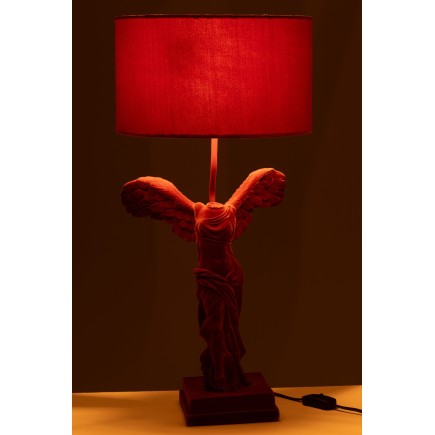 Lámpara de mesa esculpida en poliresina roja 31*31*63 cm