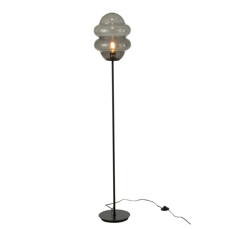 Lampe haute en métal et verre gris 28*28*160 cm