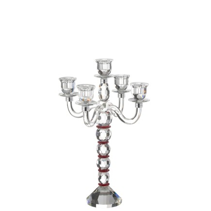 Candelabro de 5 velas en vidrio transparente 32.5*32.5*49 cm