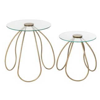 Set de 2 tables gigognes en métal doré 45*45*53 cm