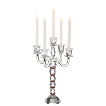 Candelabro de 5 velas en vidrio transparente 32.5*32.5*49 cm