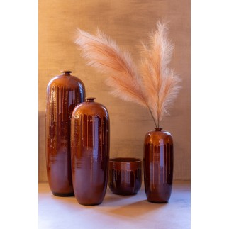 Vase haut en céramique marron 28*28*95 cm