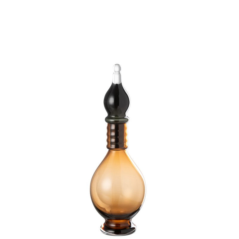 Vase avec bouchon en verre marron 13.5*13.5*40 cm