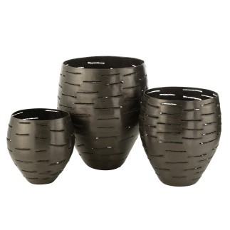Set de 3 photophores en métal noir 52*43*33 cm