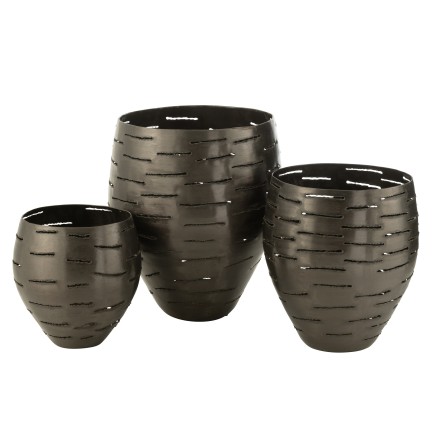 Set de 3 photophores en métal noir 52*43*33 cm