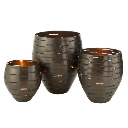 Set de 3 photophores en métal noir 52*43*33 cm