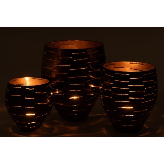 Juego de 3 portavelas de metal negro 52*43*33 cm
