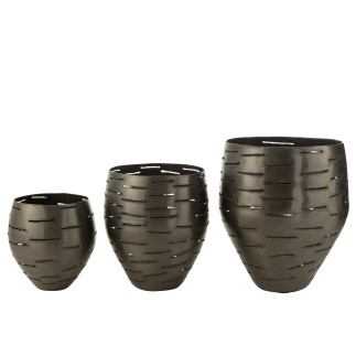 Juego de 3 portavelas de metal negro 52*43*33 cm