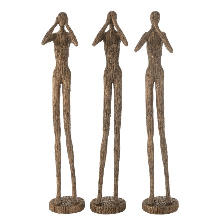 Set de 3 figurines de la sagesse en polyrésine marron 11*11*59.5 cm