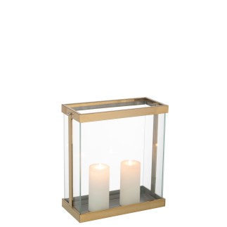 Lanterne rectangulaire en verre doré 32*15*35.5 cm