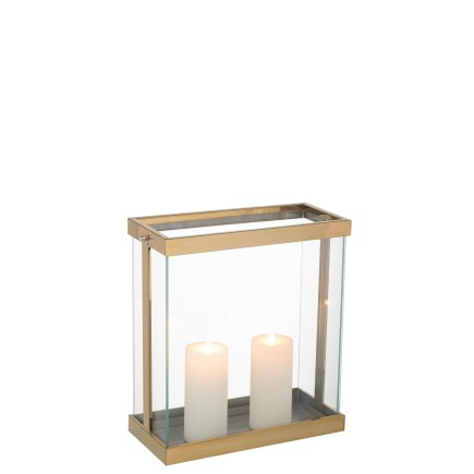 Lanterne rectangulaire en verre doré 32*15*35.5 cm
