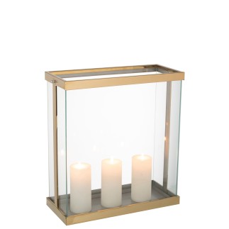 Soporte para velas de vidrio dorado 41.5*18*45 cm