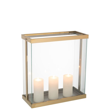 Soporte para velas de vidrio dorado 41.5*18*45 cm
