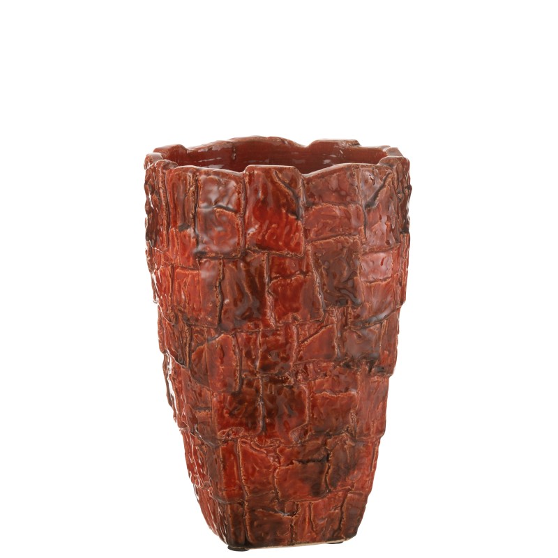 Vaso de cerâmica vermelho 25x25x36,5 cm Vaso de cerâmica vermelho 25x25x36,5 cm