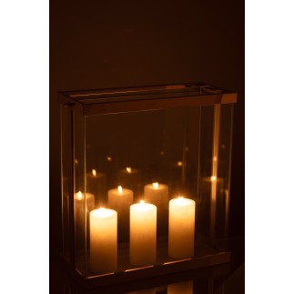 Support à bougies en verre doré 41.5*18*45 cm