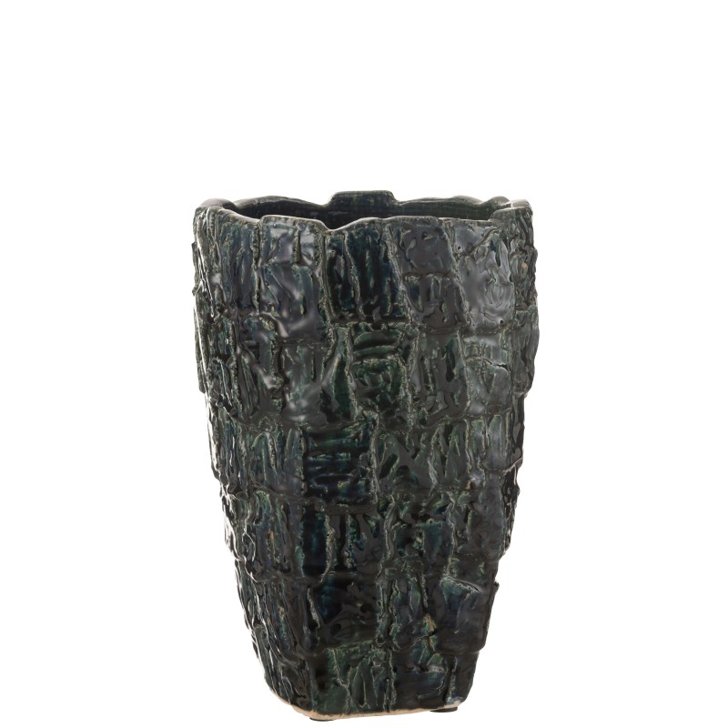 Vaso de cerâmica verde 25x25x36,5 cm Vaso de cerâmica verde 25x25x36,5 cm