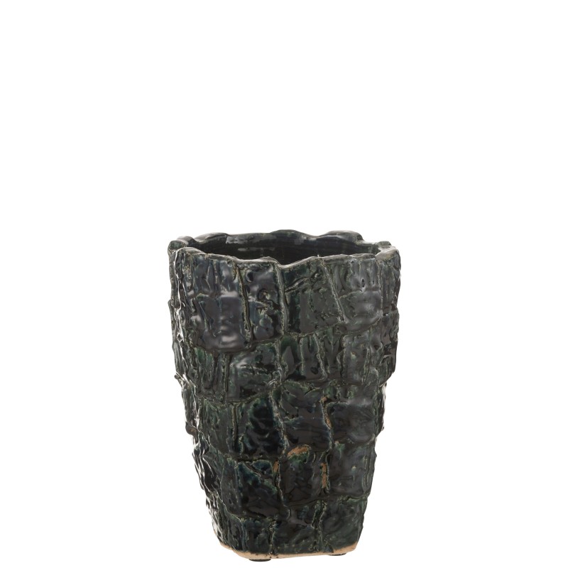 Vaso de cerâmica verde 21,5 x 21,5 x 28 cm Vaso de cerâmica verde 21,5 x 21,5 x 28 cm