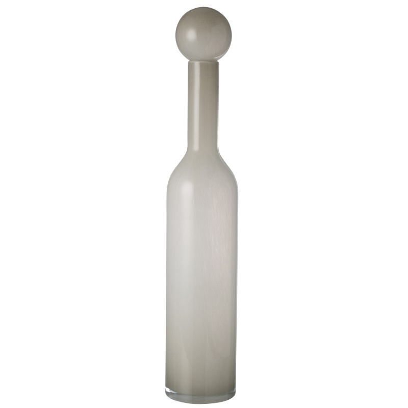Vaso garrafa em vidro branco 14x14x75 cm
