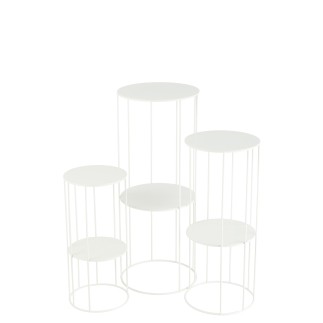 Set de 3 présentoirs à fleurs en métal blanc 28*28*70 cm