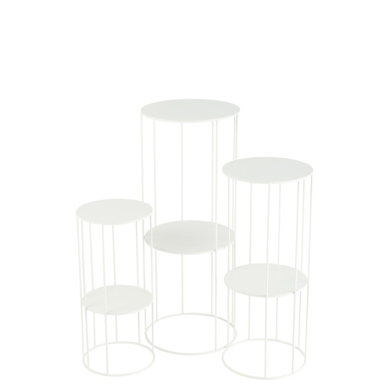 Set de 3 présentoirs à fleurs en métal blanc 28*28*70 cm