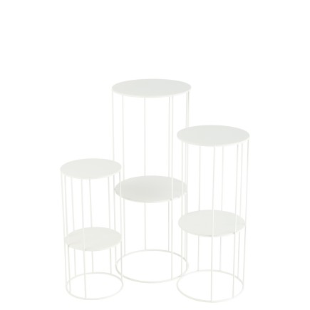 Set de 3 présentoirs à fleurs en métal blanc 28*28*70 cm