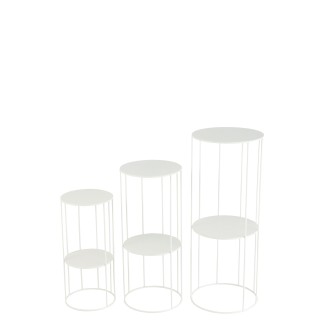 Set de 3 présentoirs à fleurs en métal blanc 28*28*70 cm