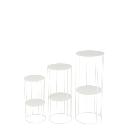 Set de 3 présentoirs à fleurs en métal blanc 28*28*70 cm