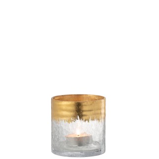 Photophore en verre transparent - doré 12*12*12 cm