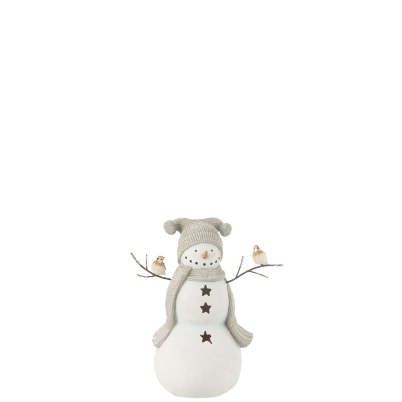 Boneco de neve em poliresina multicolorida 23,5 x 14 x 27,5 cm