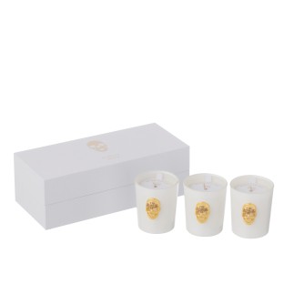 Boite de 3 bougies senteur en paraffine blanc 21.5*9.5*7 cm