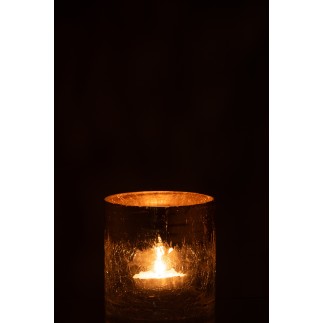 Photophore en verre transparent - doré 12*12*12 cm