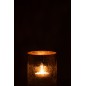 Photophore en verre transparent - doré 12*12*12 cm